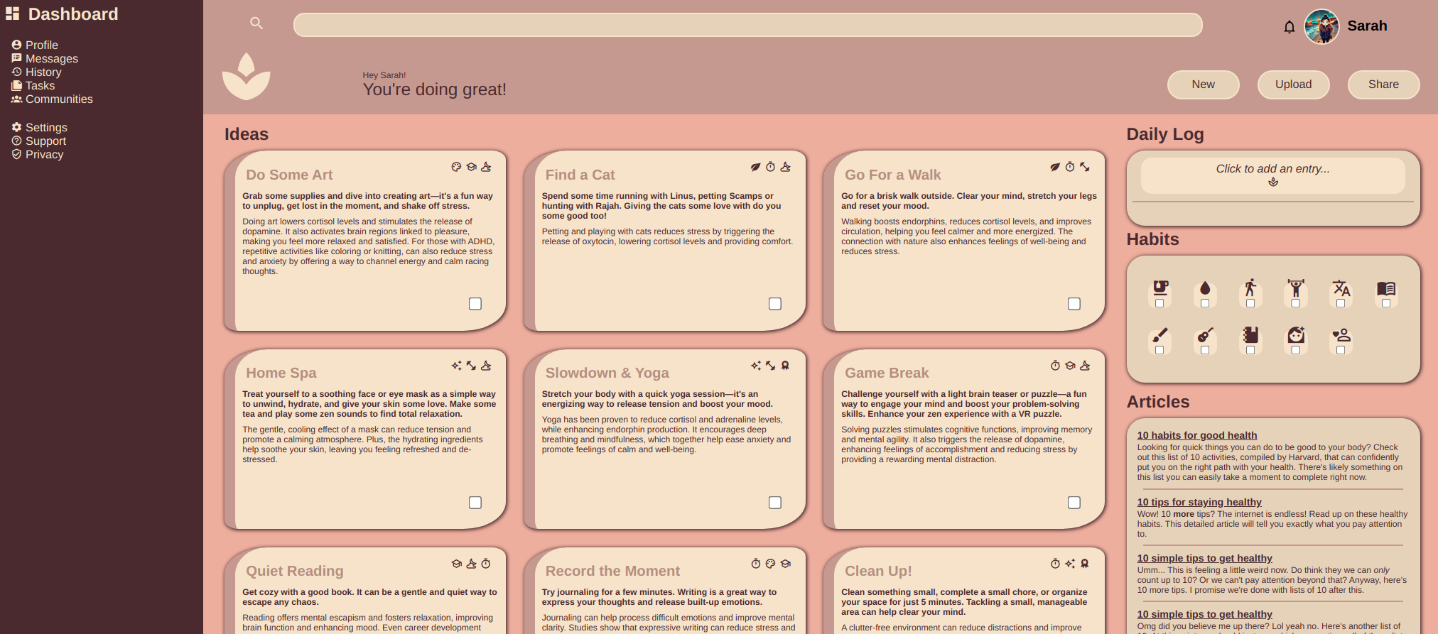 Holy Grail dashboard layout